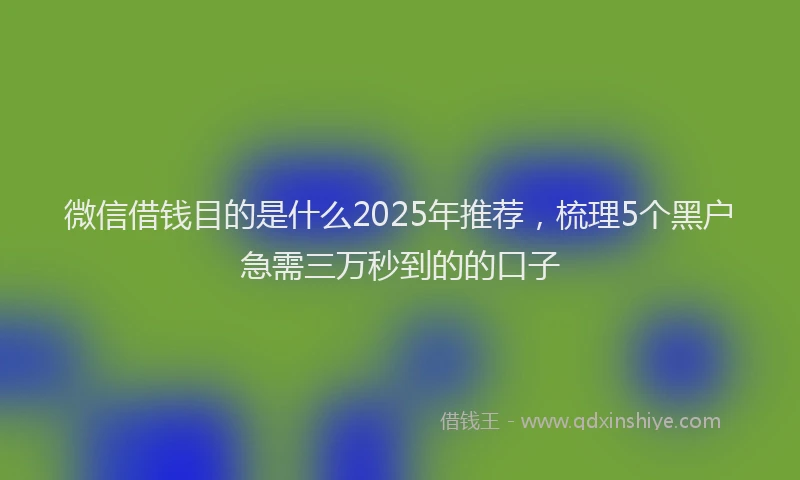 微信借钱目的是什么2025年推荐，梳理5个黑户急需三万秒到的的口子