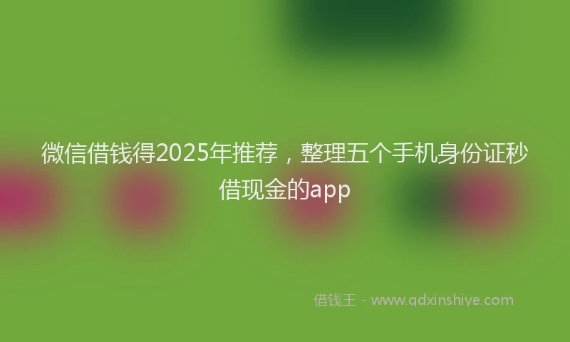 微信借钱得2025年推荐，整理五个手机身份证秒借现金的app