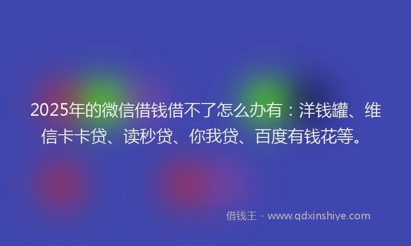 2025年的微信借钱借不了怎么办有：洋钱罐、维信卡卡贷、读秒贷、你我贷、百度有钱花等。