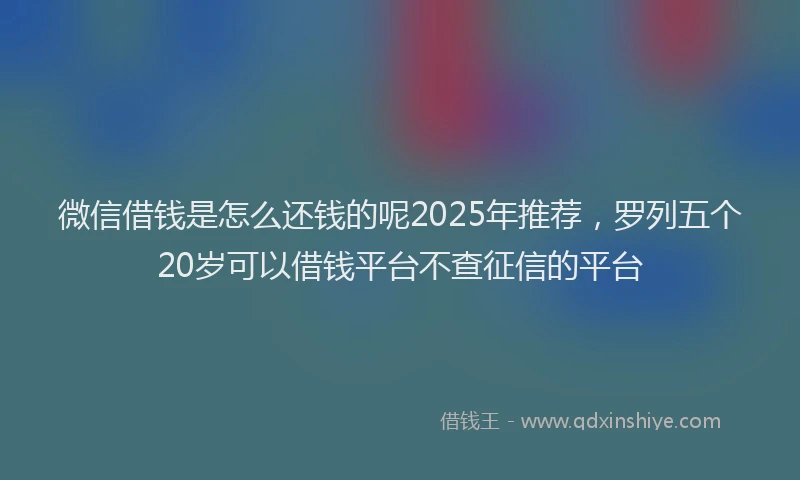 微信借钱是怎么还钱的呢2025年推荐，罗列五个20岁可以借钱平台不查征信的平台