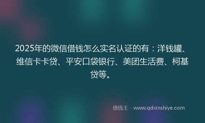 2025年的微信借钱怎么实名认证的有：洋钱罐、维信卡卡贷、平安口袋银行、美团生活费、柯基贷等。