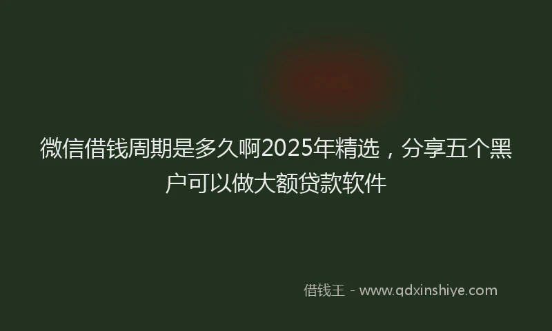 微信借钱周期是多久啊2025年精选，分享五个黑户可以做大额贷款软件