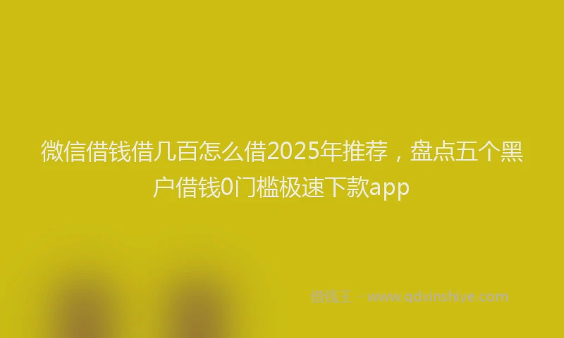 微信借钱借几百怎么借2025年推荐，盘点五个黑户借钱0门槛极速下款app