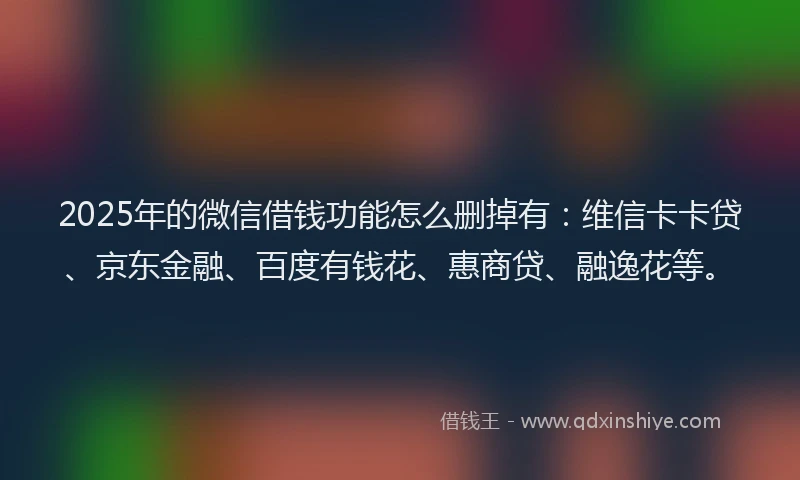 2025年的微信借钱功能怎么删掉有：维信卡卡贷、京东金融、百度有钱花、惠商贷、融逸花等。