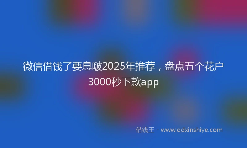 微信借钱了要息啵2025年推荐，盘点五个花户3000秒下款app