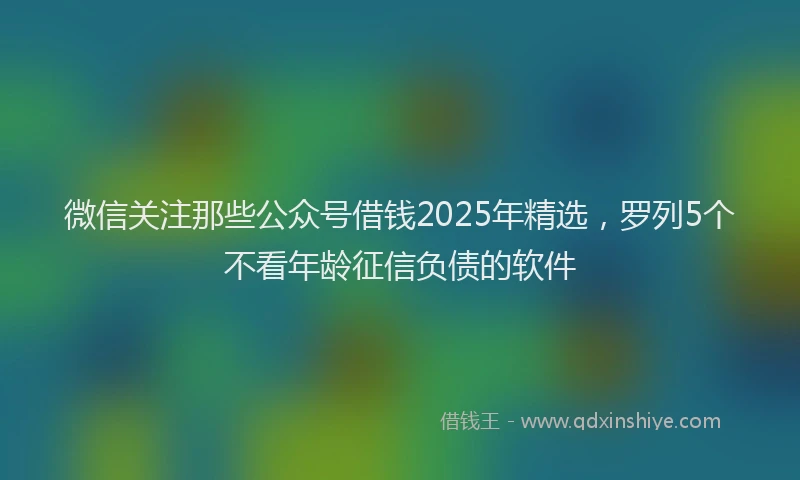 微信关注那些公众号借钱2025年精选，罗列5个不看年龄征信负债的软件