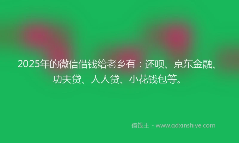 2025年的微信借钱给老乡有：还呗、京东金融、功夫贷、人人贷、小花钱包等。