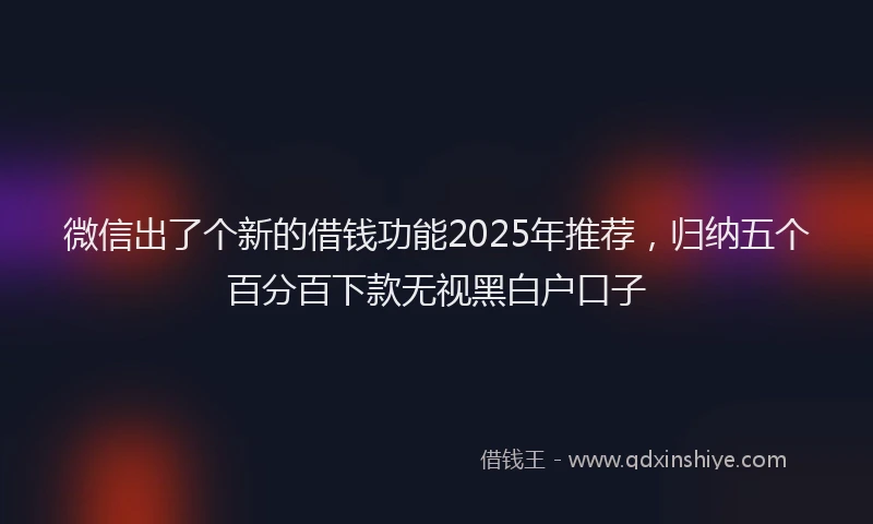 微信出了个新的借钱功能2025年推荐，归纳五个百分百下款无视黑白户口子