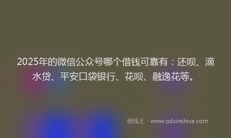 2025年的微信公众号哪个借钱可靠有：还呗、滴水贷、平安口袋银行、花呗、融逸花等。