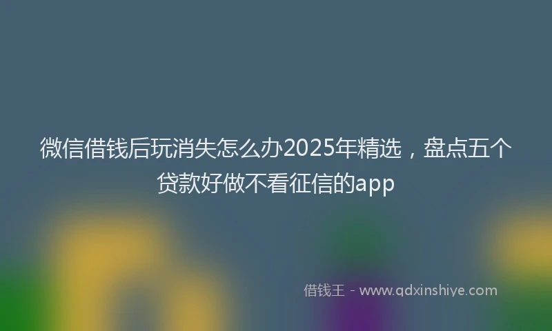 微信借钱后玩消失怎么办2025年精选，盘点五个贷款好做不看征信的app
