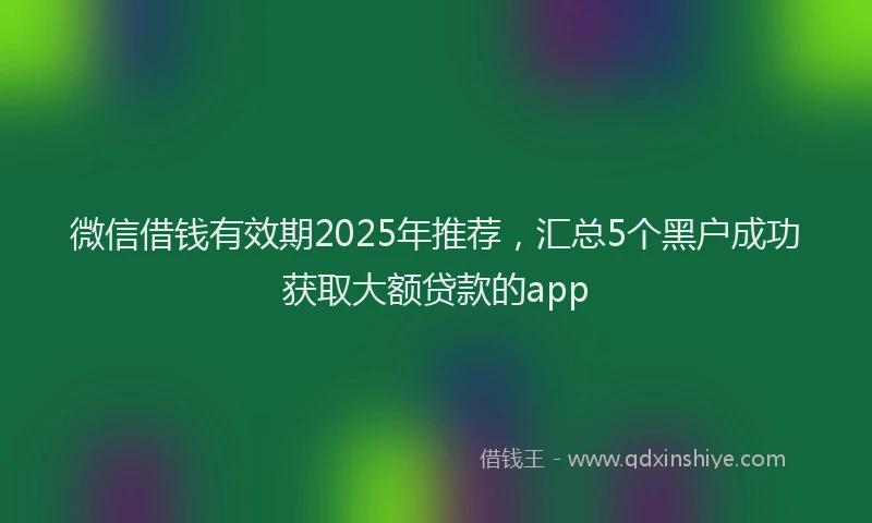 微信借钱有效期2025年推荐，汇总5个黑户成功获取大额贷款的app