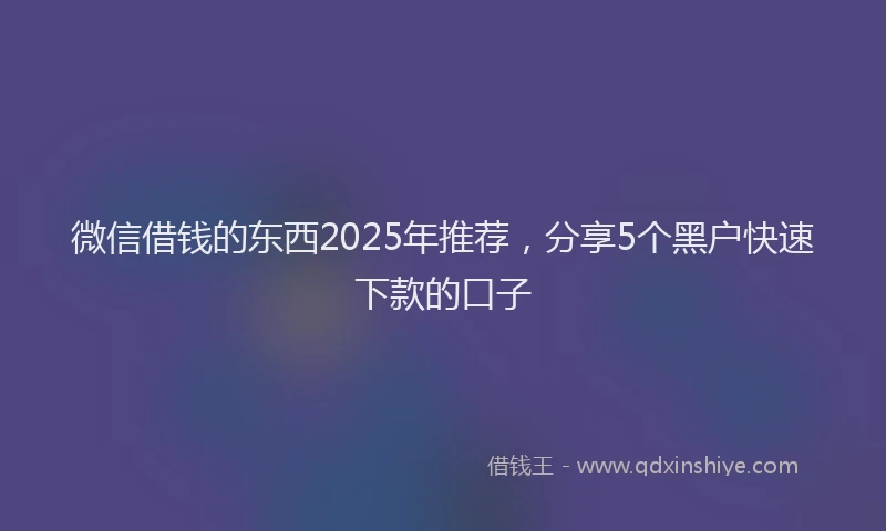 微信借钱的东西2025年推荐，分享5个黑户快速下款的口子