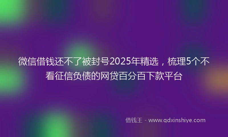 微信借钱还不了被封号2025年精选，梳理5个不看征信负债的网贷百分百下款平台