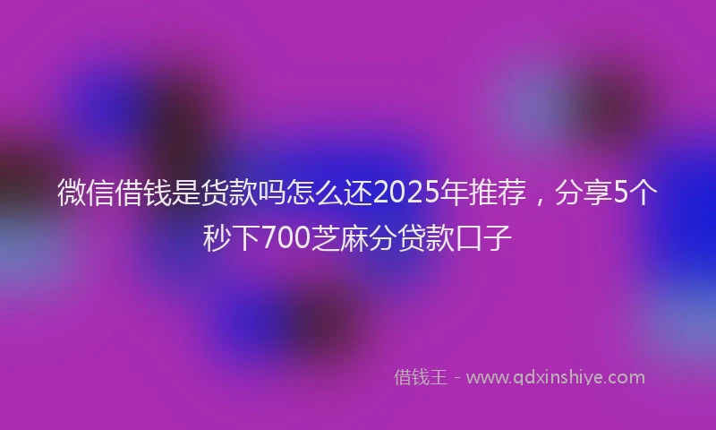 微信借钱是货款吗怎么还2025年推荐，分享5个秒下700芝麻分贷款口子