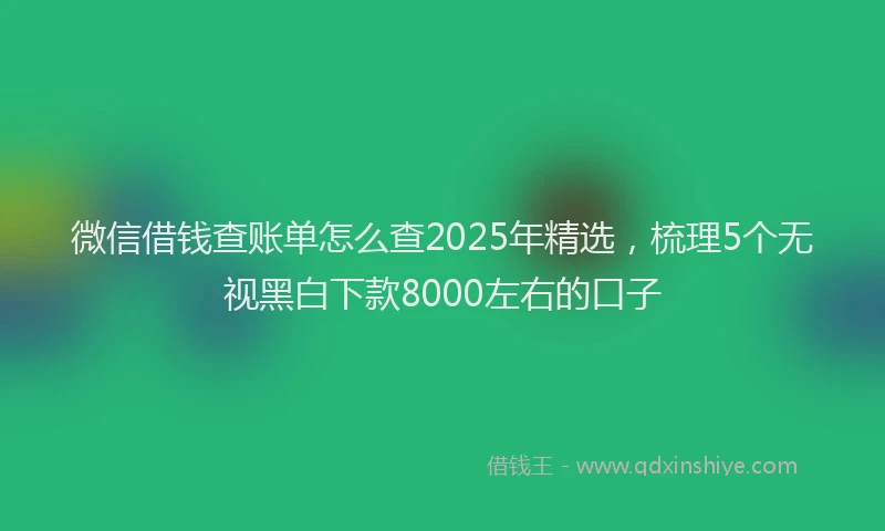 微信借钱查账单怎么查2025年精选，梳理5个无视黑白下款8000左右的口子