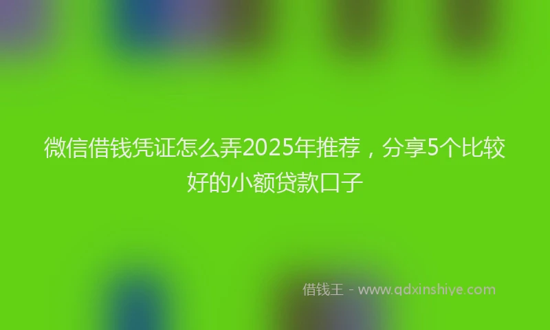 微信借钱凭证怎么弄2025年推荐，分享5个比较好的小额贷款口子
