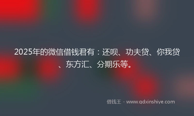 2025年的微信借钱君有:还呗、功夫贷、你我贷、东方汇、分期乐等。