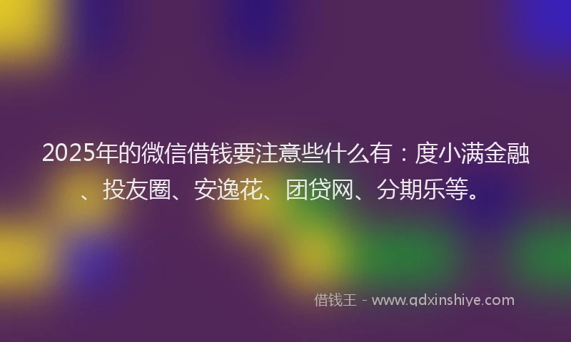 2025年的微信借钱要注意些什么有：度小满金融、投友圈、安逸花、团贷网、分期乐等。