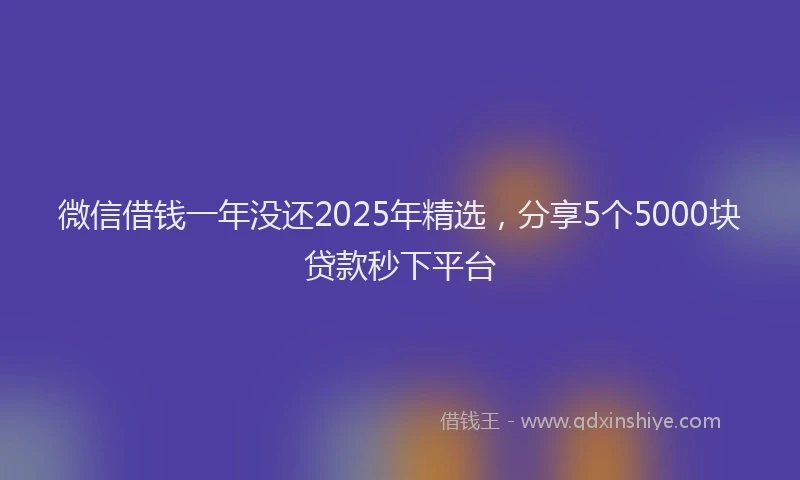 微信借钱一年没还2025年精选，分享5个5000块贷款秒下平台