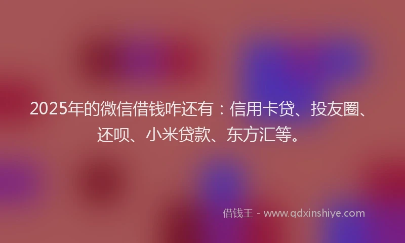 2025年的微信借钱咋还有：信用卡贷、投友圈、还呗、小米贷款、东方汇等。