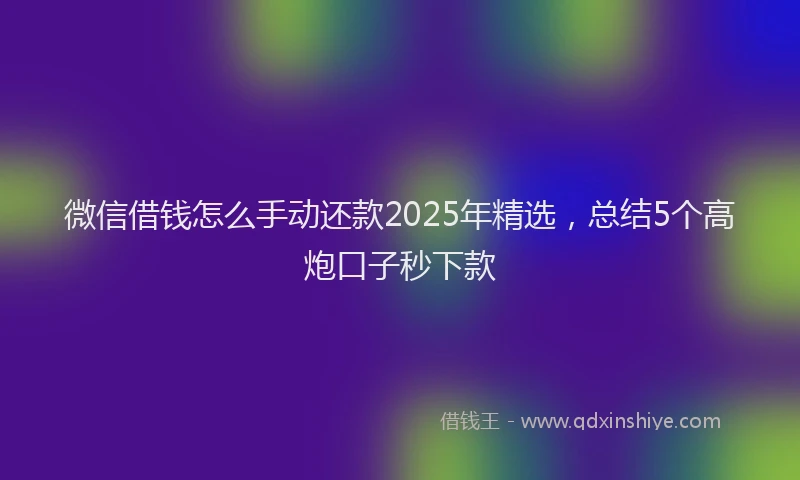 微信借钱怎么手动还款2025年精选，总结5个高炮口子秒下款