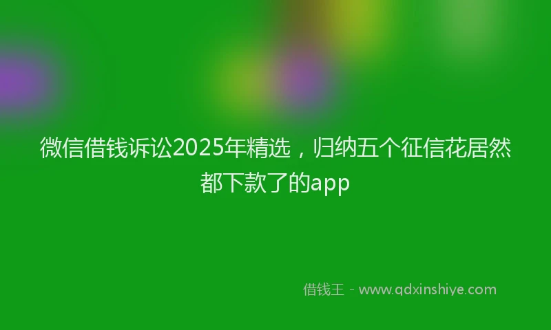 微信借钱诉讼2025年精选，归纳五个征信花居然都下款了的app
