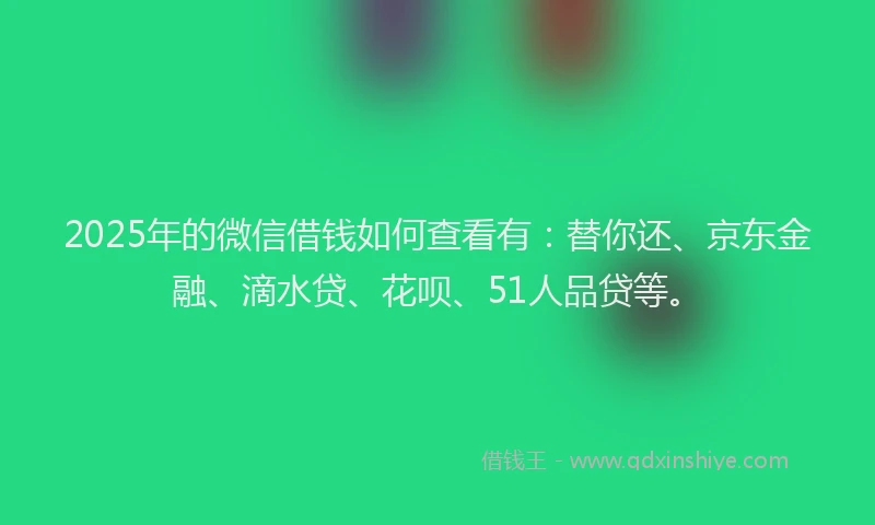 2025年的微信借钱如何查看有：替你还、京东金融、滴水贷、花呗、51人品贷等。