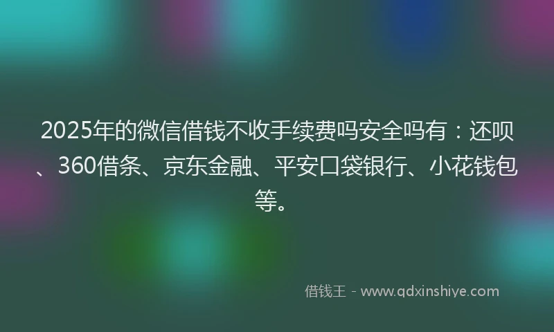 2025年的微信借钱不收手续费吗安全吗有：还呗、360借条、京东金融、平安口袋银行、小花钱包等。