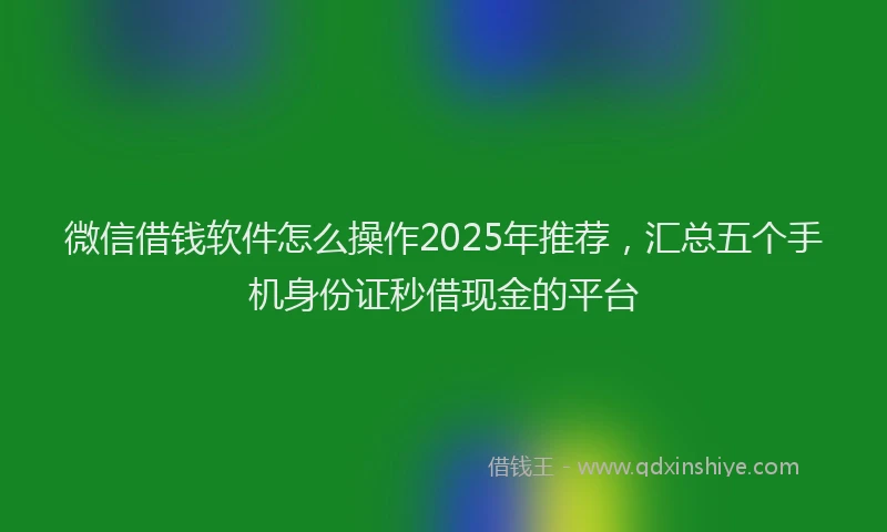 微信借钱软件怎么操作2025年推荐，汇总五个手机身份证秒借现金的平台