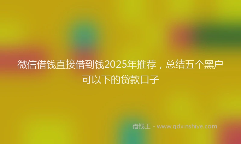 微信借钱直接借到钱2025年推荐，总结五个黑户可以下的贷款口子