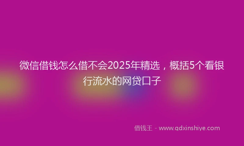 微信借钱怎么借不会2025年精选，概括5个看银行流水的网贷口子
