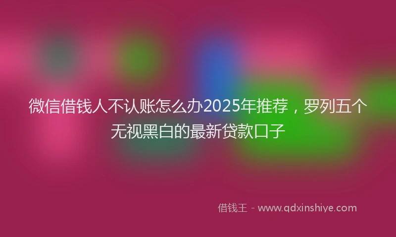 微信借钱人不认账怎么办2025年推荐，罗列五个无视黑白的最新贷款口子