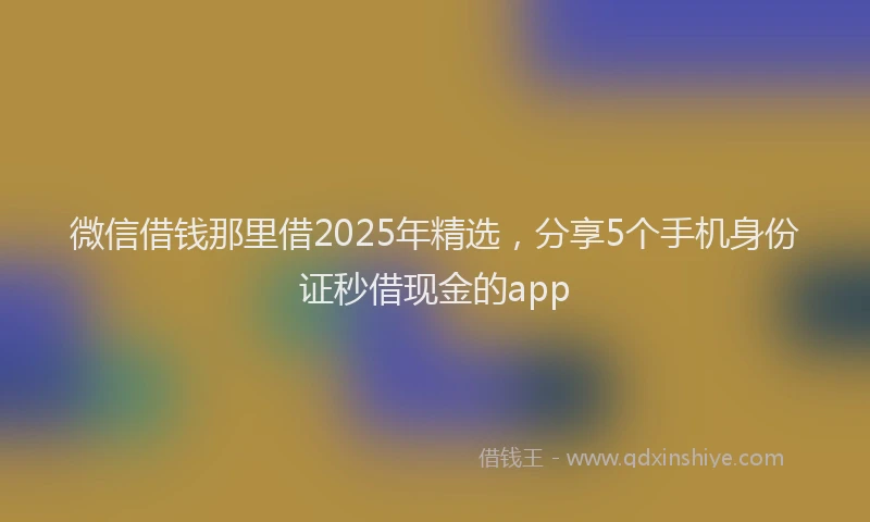 微信借钱那里借2025年精选，分享5个手机身份证秒借现金的app