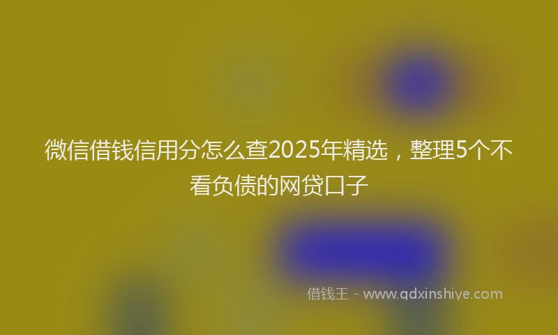微信借钱信用分怎么查2025年精选，整理5个不看负债的网贷口子