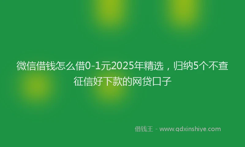 微信借钱怎么借0-1元2025年精选，归纳5个不查征信好下款的网贷口子