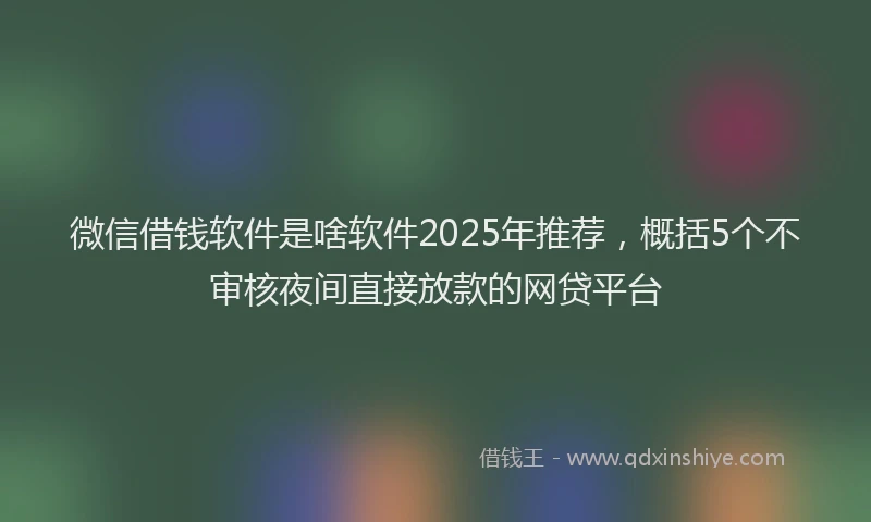 微信借钱软件是啥软件2025年推荐，概括5个不审核夜间直接放款的网贷平台