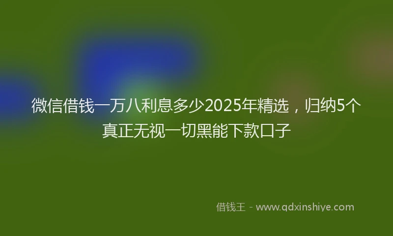 微信借钱一万八利息多少2025年精选，归纳5个真正无视一切黑能下款口子