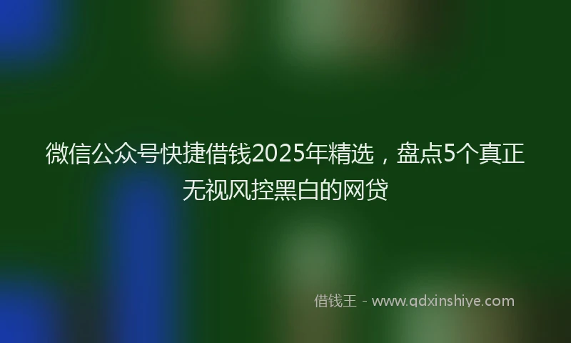 微信公众号快捷借钱2025年精选，盘点5个真正无视风控黑白的网贷