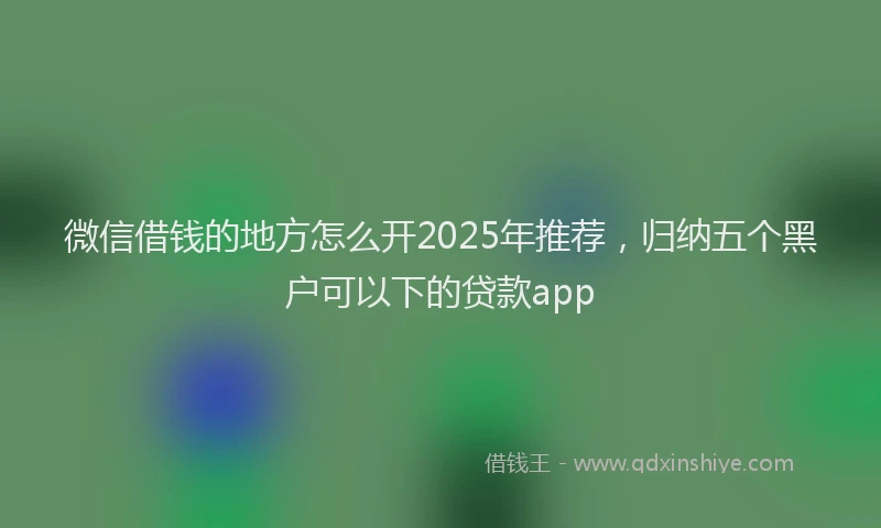 微信借钱的地方怎么开2025年推荐，归纳五个黑户可以下的贷款app