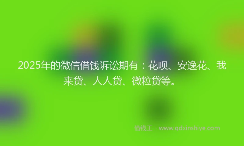 2025年的微信借钱诉讼期有：花呗、安逸花、我来贷、人人贷、微粒贷等。