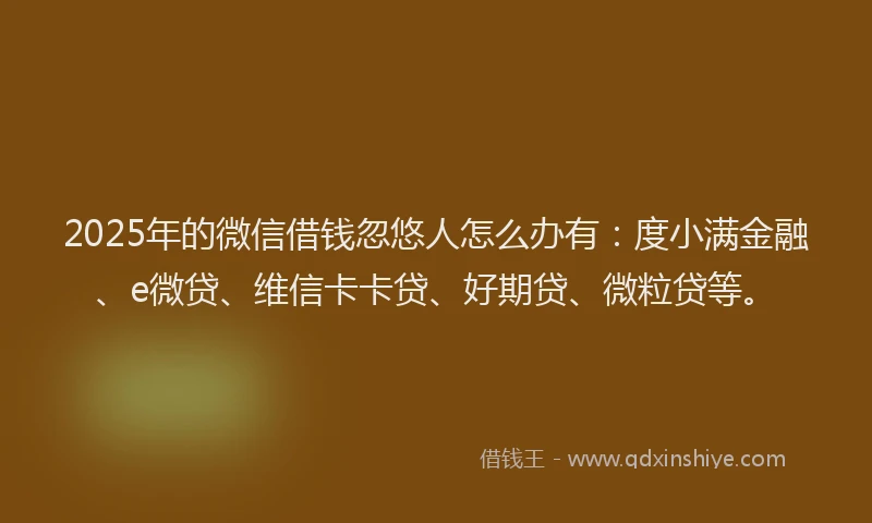2025年的微信借钱忽悠人怎么办有：度小满金融、e微贷、维信卡卡贷、好期贷、微粒贷等。