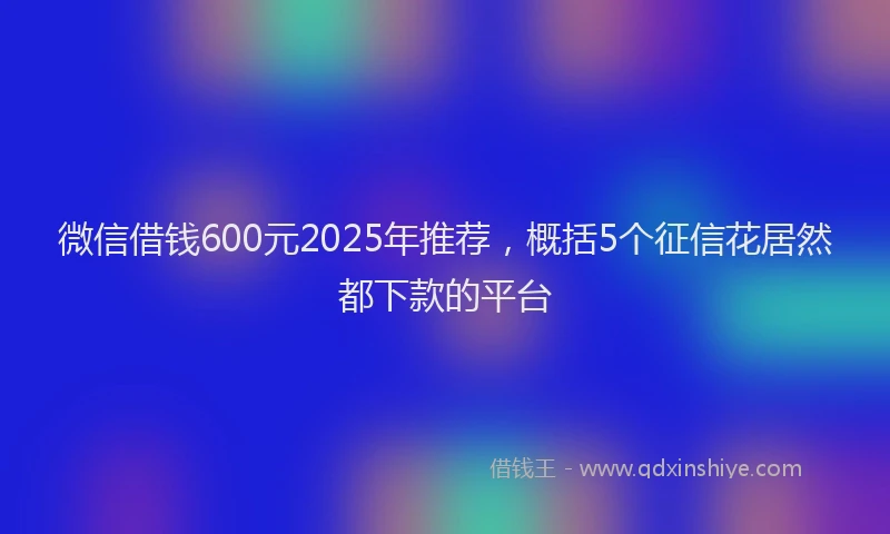 微信借钱600元2025年推荐，概括5个征信花居然都下款的平台