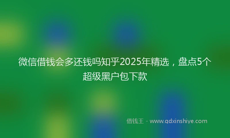 微信借钱会多还钱吗知乎2025年精选，盘点5个超级黑户包下款