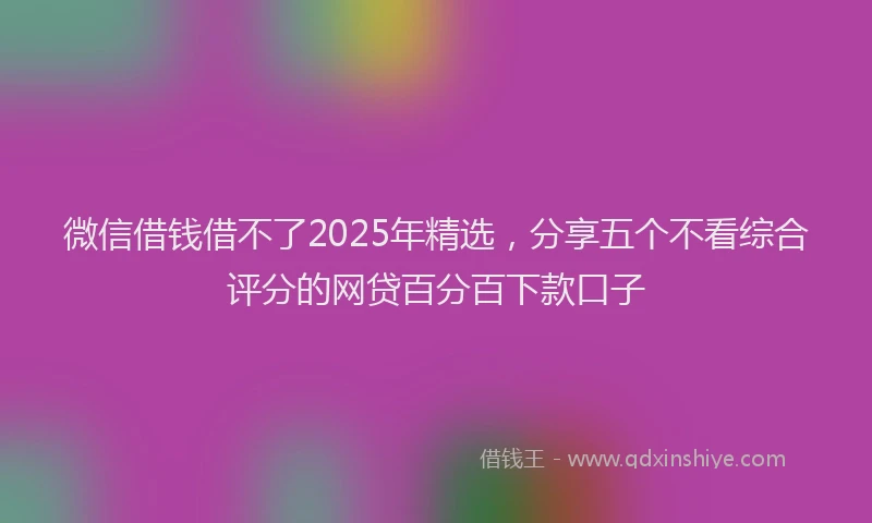 微信借钱借不了2025年精选，分享五个不看综合评分的网贷百分百下款口子