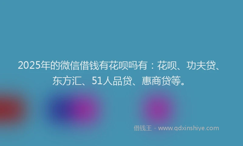 2025年的微信借钱有花呗吗有：花呗、功夫贷、东方汇、51人品贷、惠商贷等。