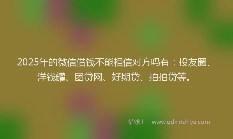 2025年的微信借钱不能相信对方吗有：投友圈、洋钱罐、团贷网、好期贷、拍拍贷等。