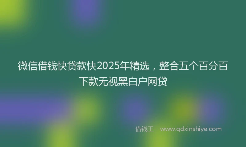 微信借钱快贷款快2025年精选，整合五个百分百下款无视黑白户网贷