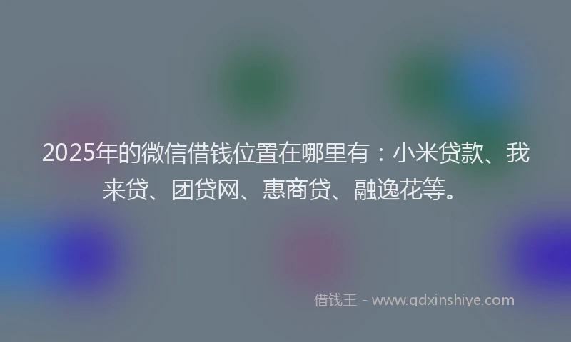 2025年的微信借钱位置在哪里有：小米贷款、我来贷、团贷网、惠商贷、融逸花等。
