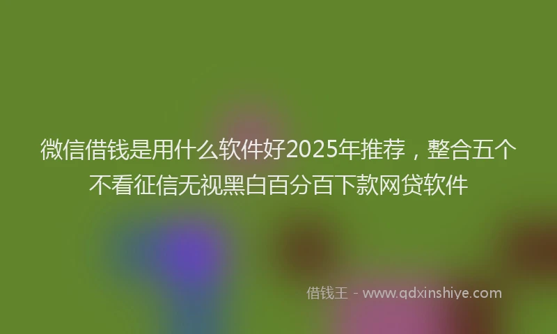 微信借钱是用什么软件好2025年推荐，整合五个不看征信无视黑白百分百下款网贷软件
