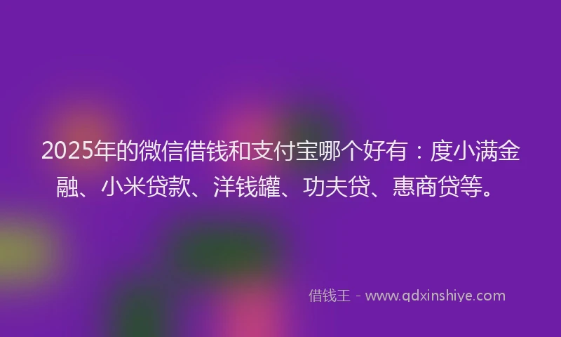 2025年的微信借钱和支付宝哪个好有：度小满金融、小米贷款、洋钱罐、功夫贷、惠商贷等。
